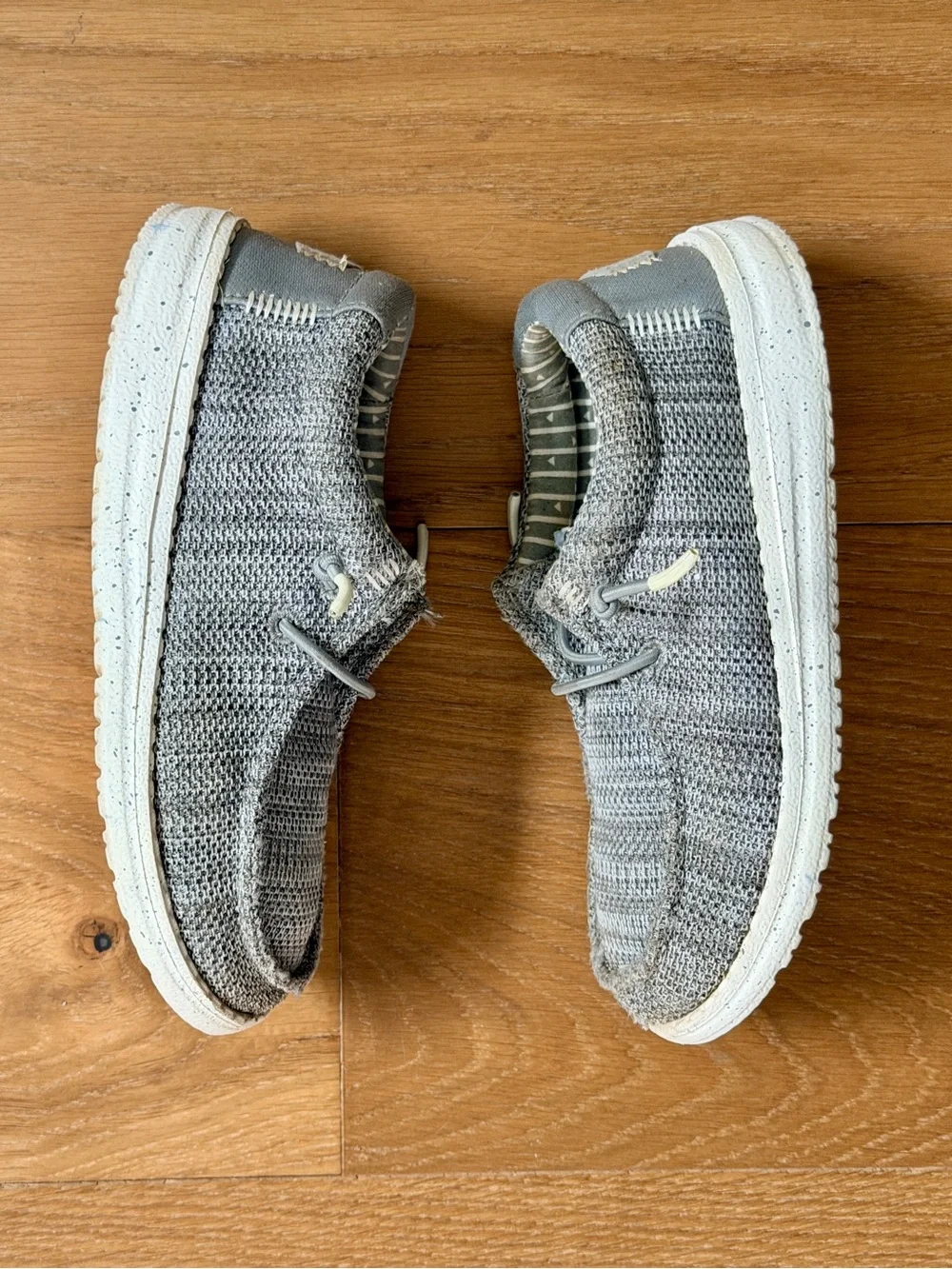 Hey Dude Youth Wally Y Stretch Sox Grey Knit Slip On Loafers Youth Sz 1 Shoes